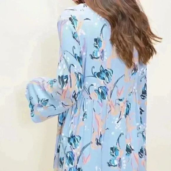 Free People Bella Floral Print Tunic Sky Combo Small - Picture 5 of 7